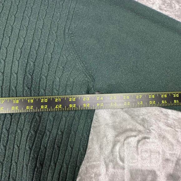 Vintage Consensus Sportswear Dark Green Cable Knit Long-Sleeve Polo Shirt XXL - Picture 5 of 5